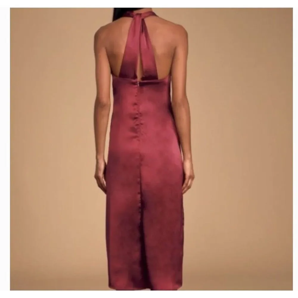 Bishop‎ + Young Womens Camila T-Back Sheath Dress Burgundy Halter Neck Zip S New